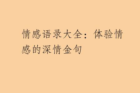 情感语录大全：体验情感的深情金句