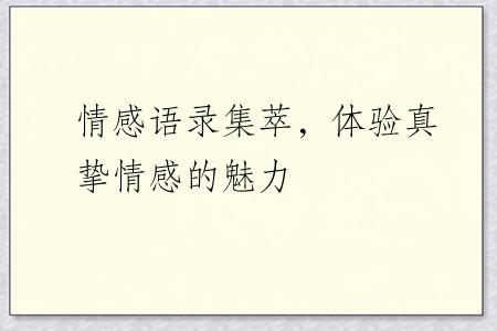 情感语录集萃，体验真挚情感的魅力