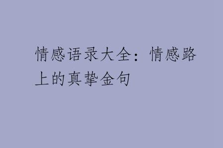 情感语录大全：情感路上的真挚金句