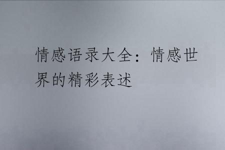 情感语录大全：情感世界的精彩表述
