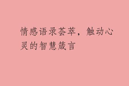 情感语录荟萃，触动心灵的智慧箴言