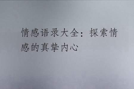 情感语录大全：探索情感的真挚内心