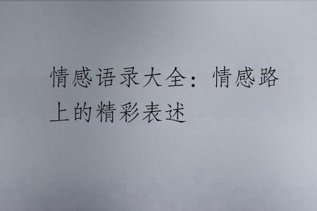 情感语录大全：情感路上的精彩表述