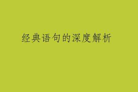 经典语句的深度解析