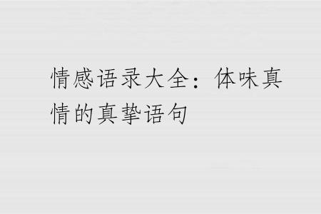 情感语录大全：体味真情的真挚语句