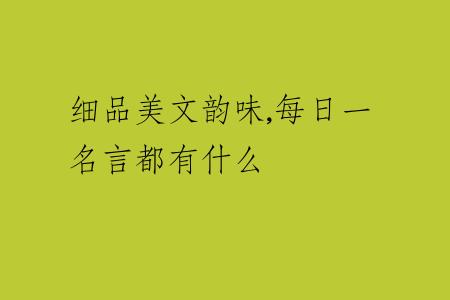细品美文韵味,每日一名言都有什么
