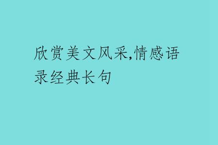 欣赏美文风采,情感语录经典长句