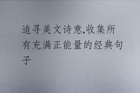 追寻美文诗意,收集所有充满正能量的经典句子