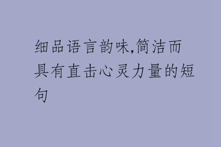 细品语言韵味,简洁而具有直击心灵力量的短句