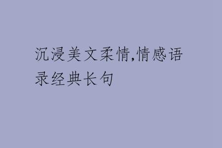 沉浸美文柔情,情感语录经典长句