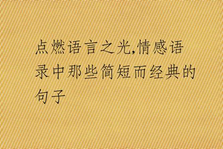 点燃语言之光,情感语录中那些简短而经典的句子