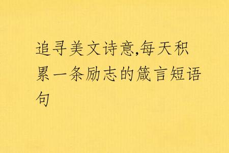 追寻美文诗意,每天积累一条励志的箴言短语句