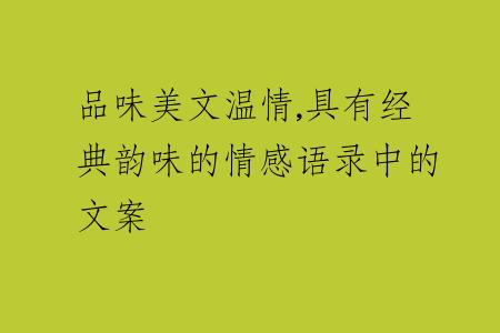 品味美文温情,具有经典韵味的情感语录中的文案