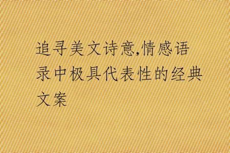 追寻美文诗意,情感语录中极具代表性的经典文案