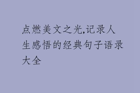 点燃美文之光,记录人生感悟的经典句子语录大全